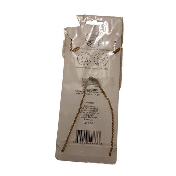 NWT Adult Mask Chain Lanyard Leaves Floral Fall Faux Gold Classy Everyday - Picture 2 of 5